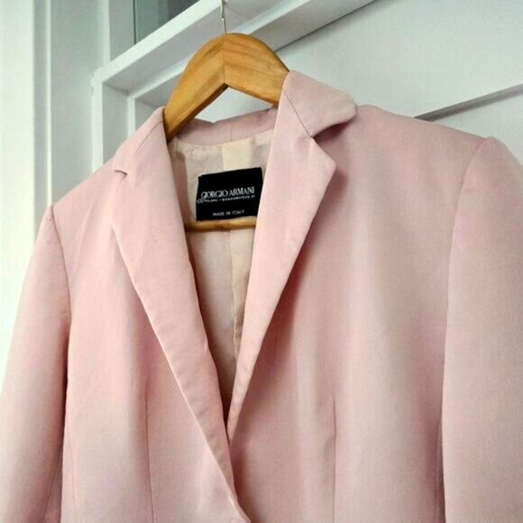 Giorgio Armani Italy Vintage 80s Wool Blend Single Button Blazer in Pale Pink - Picture 4 of 13